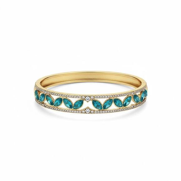 Anne Klein Jewelry - Anne Klein Gold Tone Teal Crystal Bangle Bracelet NIB